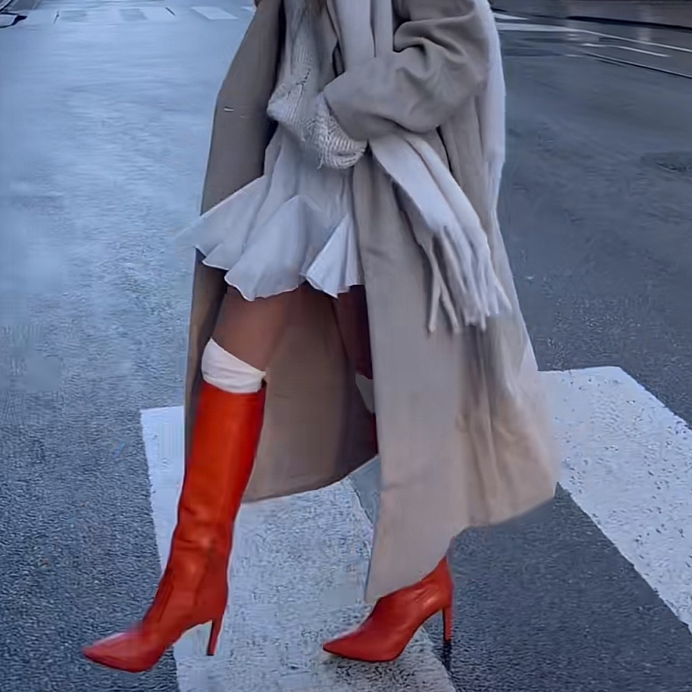 Elegant orange Knee-High Boots